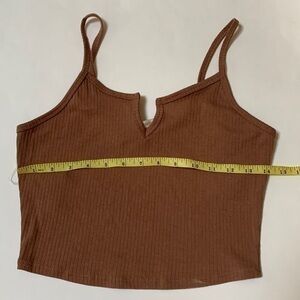 Brown, size large, spaghetti strap crop top.